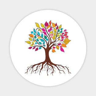 Tree of life with roots and colorful leaves 01 Magnet